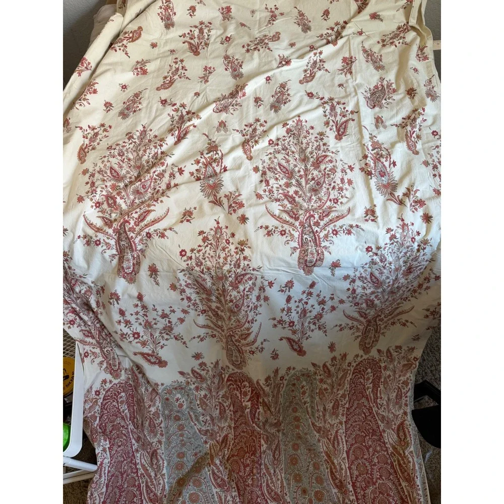 Pottery Barn‎ Organic Cotton Duvet Cover Red Paisley Full/Queen Bedroom Home